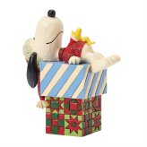 スヌーピー&ウッドストック クリスマスギフト 10.1cm クリスマス | ジムショア ピーナッツ グッズ フィギュア 人形 置物 彫刻 Jim Shore 正規輸入品
