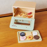 誕生日プレゼント PolarB ポーラービー おままごと オーブンレンジ オーブン ままごとセット 木製 木のおもちゃ お料理ごっこ ごっこ遊び フードパーツ12点 ピザ クッキー トレー付き 持ち手付き 音が鳴る 知育玩具 北欧 くすみカラー おしゃれ 小物入れ 男の子 女の子 お祝い ギフト
