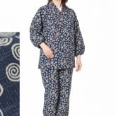 作務衣 楽粋 総柄 日本製 女性 婦人 さむえ 綿100％ 6220 OK-20 レディース 部屋着 作業着 ルームウエア 制服 ユニフォーム 和食店 仕事着 母の日 ギフト 敬老の日 クリスマスギフト プレゼント 和柄 和装