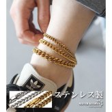 ステンレス チェーンアンクレット 喜平チェーンアンクレット ゴールド シルバー 18KGP シンプルアンクレット 足輪 足首 金属アレルギー対応