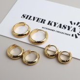 ステンレス 定番 フープピアス シンプルピアス ゴールド 幅4mm 3サイズ プチプラ メタル 小さめ 細身 プレーン ノーマル セカンド つやつや 両耳2点 レディース 女性 イヤリング 金属アレルギー対応