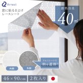 窓用 日よけシート 2枚組 アーネスト 日本製 遮光率約80％ 断熱効果約40％ UV約76％カット 遮熱シート 断熱シート 窓目隠し レース柄 アルミ蒸着 凹凸ガラス対応 貼り直しOK 46×90cm 西日 日差し 紫外線対策 リビング 寝室 夏