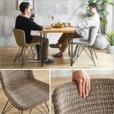 スリムな脚に注目 4人用 ダイニングテーブルセット 5点 幅110 長方形 おしゃれ ウォールナット シャビ―オーク 椅子4脚 アイアン脚 スタイリッシュ 北欧 小さめ デザインチェア 新生活