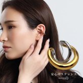 ステンレス ニュアンスイヤーカフ 交差 メタルイヤーカフ コンビ 不規則 クロス ライン ゴールド 18KGP ミックス 片耳1点 可愛い シンプル プチプラ 耳の穴不要 痛くない レディース 金属アレルギー対応フェイクピアス ノンホール イヤリング 女性