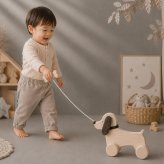 国産ヒノキのコロコロお散歩わんこ｜選べる3種類・犬の木製おもちゃ｜引っ張って遊べる木のおもちゃ｜出産祝い