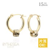 ハワイアンジュエリー フープピアス ピアス イエローゴールド ピアス 外径15mm クロッシングピアス スクロールチューブ ゴールド 揺れる 片耳(1個)購入可 K14 14K PM2053 彼女 妻 女性 レディース プレゼント ハロウィン 【品番：GE223】