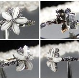フラワーリングレディース指輪白い花モチーフ華やか花びらおしゃれ15号U6-05