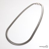 ステンレス 幅8mm スネークチェーンネックレス 3カラー メンズ ヘリンボーン ワイド 平打ち 中折れ式 留め具 シンプル 首飾り アクセサリー ストリート カジュアル モード 存在感 幾何学模様 おしゃれ 金属アレルギー対応