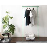 ラック メタリック室内物干し 2色対応 H150cm メッキ ハンガー コート掛け コートハンガー ハンガーパイプ 収納 物干し 洗濯干し衣類収納 幅75.5cm グリーン スチール 立て掛け型 スリム 省スペース 頑丈 組立品 新生活