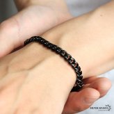 純チタン製 軽い 喜平ブレスレット ブラック チェーンブレスレット 幅7mm つけっぱなし なめらかなカット かっこいい クール シンプル大人 メンズ 男性 金属アレルギー対応