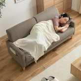 2.5人掛けソファ 幅150cm×奥行63cm×高さ68cm(座面高:37cm) 北欧 ナチュラル シンプル 天然木 ポリエステル ウレタンフォーム Sバネ 組立品 ナチュラルなど幅広いテイストのお部屋に合わせていただけます ライトベージュ グレージュ