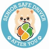 カーサイン 高齢者マーク SENIOR SAFE DRIVER ポメラニアン ステッカー シール 直径13cm 肉球 日本製 車