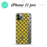 iPhone11Pro iPhone11 Pro スマホケース ハードケース チェック ドット 黄 +アルファベット メンズ レディース nk-i11p-1522i