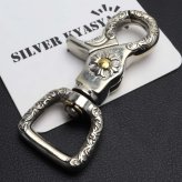 唐草 重厚 クロス キーリング キーホルダー キーフック クリップ 十字架 フレア アラベスク キーチェーン silver シルバー 鍵 小物 メンズ 男性