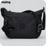 キプリング ショルダーバッグ レディース ブランド Kipling ガブ S ロゴ ワンポイント 総柄 KI4611-K59 Signature Emb 黒
