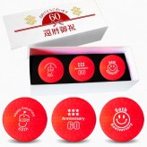 GOLGOLオリジナル 還暦祝い ゴルフボール 3球セット【デザインB】赤ボール 60歳 還暦プレゼント 父の日 ゴルフギフト ラッピング・のし付き