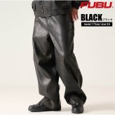 FUBU フブ レザーパンツ メンズ レディース fam-61502 フェイクレザー バギーパンツ ワイドパンツ 5ポケット 合皮 ルーズシルエット ジーパン ストリート ヒップホップ ダンス カジュアル ボトムス 32 34 36 38 2026 Karlas