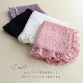 日本製 レースハンカチ タオル ハンカチ 巾着付き おしゃれ かわいい レディース 上品 綿100％ 上品 ブラック ギフト 吸水性 プチギフト LALUICE