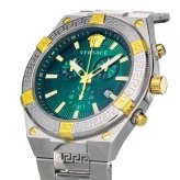 ヴェルサーチェ 腕時計 メンズ グリーン シルバー ゴールド クロノグラフ 46mm VERSACE SPORTY GRECA スポーティ グレカ スイス製 メンズ腕時計 高級 ブランド おしゃれ プレゼント ギフト 卒業 入学 お祝い