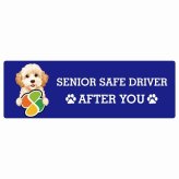 カーサイン 高齢者マーク SENIOR SAFE DRIVER ゴールデンドゥードル ステッカー シール 長方形 15x5cm 肉球 日本製 車