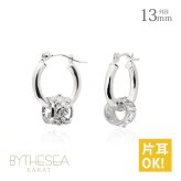 ハワイアンジュエリー フープピアス ピアス ホワイトゴールド ピアス 外径13mm クロッシングピアス ハイビスカス 透かし バレル 樽 小ぶり ゴールド 揺れる 片耳(1個)購入可 K14 14K 0G ゲージ BY THE SEA バイザシー プレゼント ハロウィン 【品番：GE212W】