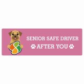 カーサイン 高齢者マーク SENIOR SAFE DRIVER ボーダーテリア ステッカー シール 長方形 20x6.7cm 肉球 日本製 車