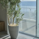 鉢カバー おしゃれ 大型 15号 12号 丸 ラウンド 縦長 卵型 セメント コンクリート調 KONTON カプリ モノ ファイバーセメント 軽量 底穴なし 屋内 室内 M L グレー ブラック 観葉植物 シンボルツリー 北欧 モダン ナチュラル インテリア
