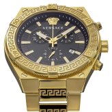 ヴェルサーチェ 腕時計 メンズ ブラック ゴールド 46mm VERSACE クロノグラフ スイス製 メンズ腕時計 イエローゴールド 高級 ブランド おしゃれ プレゼント ギフト 卒業 入学 お祝い