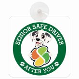カーサイン 高齢者マーク SENIOR SAFE DRIVER ダルメシアン 車内用 吸盤タイプ 収れん火災防止タイプ 肉球 日本製 車 ステッカー