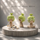 フルーツの妖精さん 5体セット｜木製オブジェ・置き物｜オレンジ・グレープフルーツ・メロン・イチゴ・モモ｜ハンドメイド