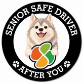 カーサイン 高齢者マーク SENIOR SAFE DRIVER ウルフドッグ マグネット 強力 直径13cm 肉球 日本製 車 ステッカー