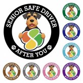 カーサイン 高齢者マーク SENIOR SAFE DRIVER エアデールテリア ステッカー シール 直径13cm 肉球 日本製 車