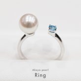 ［pearl566］ 7.5mm - 8mm フリーサイズ リング ホワイトピンク あこや真珠 半貴石 シトリン ブルートパーズ ペリドット ガーネット