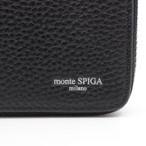 モンテスピガ　monte SPIGA　ラウンドファスナー 二つ折り財布　MOSMSP701BK　ブラック　黒　シュリンクレザー　牛革　ジップアラウンド ウォレット