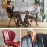 レザー調ダイニングチェア2脚 75幅テーブル 3点セット Layne×Umbure ダイニングテーブルセット テーブル チェア 2人掛け スチール脚 カフェ ヴィンテージ 木目 レザー レトロ モダン 合皮 新生活