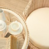 サイドテーブル コーヒーテーブル ガラス 籐製 おしゃれ 軽い ラタン かわいい フェミニンデコ ガーリー 姫系 ロマンティック フレンチシャビー ホワイトラタン インテリア テイスト 家具 fiore フィオーレ ガラステーブル カフェテーブル 籐家具 新築祝い