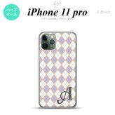 iPhone11Pro iPhone11 Pro スマホケース ハードケース アーガイル 紫 青 +アルファベット メンズ レディース nk-i11p-1409i