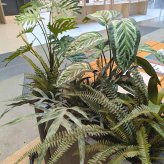 観葉植物 造花 フレボディウム BROWN 全高約65cm 卓上・小型 フェイクグリーン 本物そっくり おしゃれ インテリア 人工観葉植物 アーティフィシャルグリーン オフィス 店舗 ホテル 開店祝い 室内 ミニ ブルースター シダ フェイク