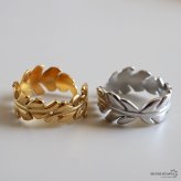 ステンレス 葉っぱのリング 2カラー リーフリング 18KGP ゴールド gold シルバー ぷっくり オープンリング フリーサイズ レディース 女性 指輪 金属アレルギー対応