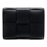 選べる2色 ボッテガヴェネタ BOTTEGA VENETA 三つ折り財布 レディース メンズ マキシイントレチャート 本革 ミニ財布 小銭入れ付き ブラック トープグレー カード6枚 750245 V3UO1