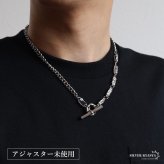 ステンレス マンテルネックレス 大きめ デザインネックレス メンズネックレス シルバー 喜平チェーン ブラックストーン アシンメトリー カスタム お洒落 原宿 韓流 男性 金属アレルギー対応