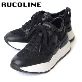 ルコライン スニーカー ルコライン 靴 RUCO LINE RUCO-021BK PIZZO CALF PU レース生地 合皮 ブラック 黒 Rマーク 新ソールタイプ ローカット ファスナー無し