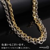 ペーパーチェーンネックレス 六字真言 小粒 ストーンネックレス ゴールド 18KGP 50cm 60cm ホワイトメタル 梵字 細身 二重ロック キラキラ 煌めく 高級感 重厚感 かっこいい メンズ 男性