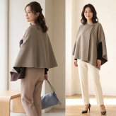 ケープ コート ウール シルク 手縫い ブランド Filomo レディース バイカラー アシンメトリー 一枚仕立て ハンドメイド Wフェイス アウター 羽織り ポンチョ マント ゆったり 体型カバー 大きめ 大きいサイズ 秋冬 ギフト プレゼント 7F (08000189r)