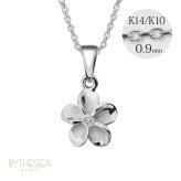 ゴールド ネックレス ハワイアンジュエリー ネックレス ホワイトゴールド ネックレス プルメリア 14K K14ゴールド ダイヤモンド ジルコニア 14k カットあずきチェーン太0.9mm ギフトラッピング可能 彼女 妻 女性 レディース プレゼント ハロウィン 【品番：CG-GP109W-CH123】