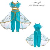 ジャスミン 衣装 子供 アラジン プリンセス ドレス 子供用 ハロウィン クリスマス 仮装 コスプレ アラビアン 女の子 ダンス衣装 お姫様 仮装 なりきり コスチューム TDL パーティー  舞台 誕生日 プレゼント ギフト ビスチェ パンツ ヘアバンド ティアラ 4点セット