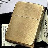 ZIPPO ライター 1941復刻 レプリカ ジッポ アンティークブラス 古美仕上げ ゴールド シンプル スタンダード 丸角 かっこいい おしゃれ ギフト メンズ