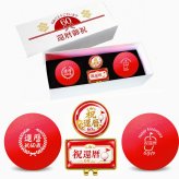 GOLGOLオリジナル 還暦祝い ゴルフボール2球＋マーカー台座セット 赤ボール 60歳 還暦プレゼント 父の日 ゴルフギフト ラッピング・のし付き【デザインB】