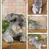 犬　置物 リアル　シュナウザー　伏せ　いぬ　動物オブジェ　ガーデン　オーナメント　店舗　カウンター　装飾　オブジェ　インテリア　玄関先　庭　犬好きさん人気ギフト　動物人気ギフト　クリスマスプレゼント　お誕生日祝い　母の日人気　父の日人気　敬老の日人気