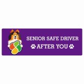 カーサイン 高齢者マーク SENIOR SAFE DRIVER シェットランドシープドッグ ステッカー シール 長方形 15x5cm 肉球 日本製 車